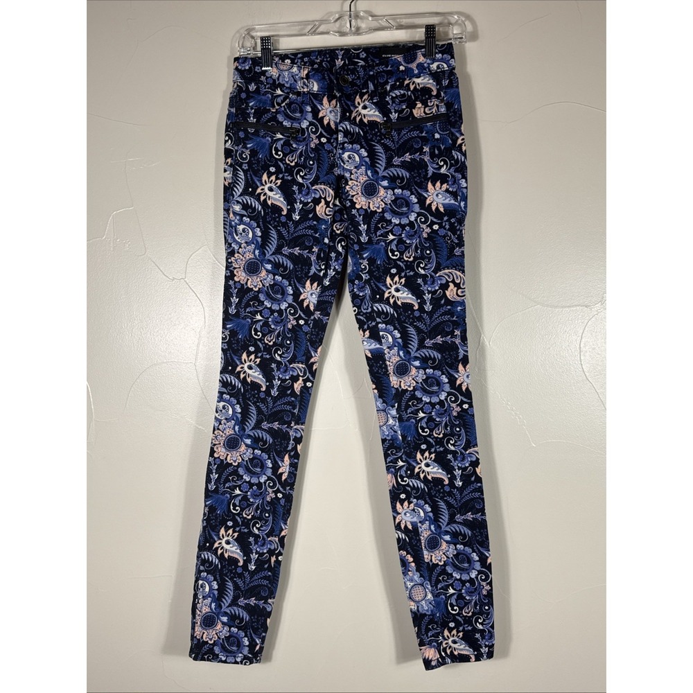 Club Monaco Pants Womens 00‎  Blue Floral Denim